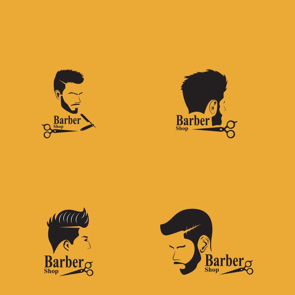 Barbier Geschäft Haar Stil Silhouette Vektor Vorlage