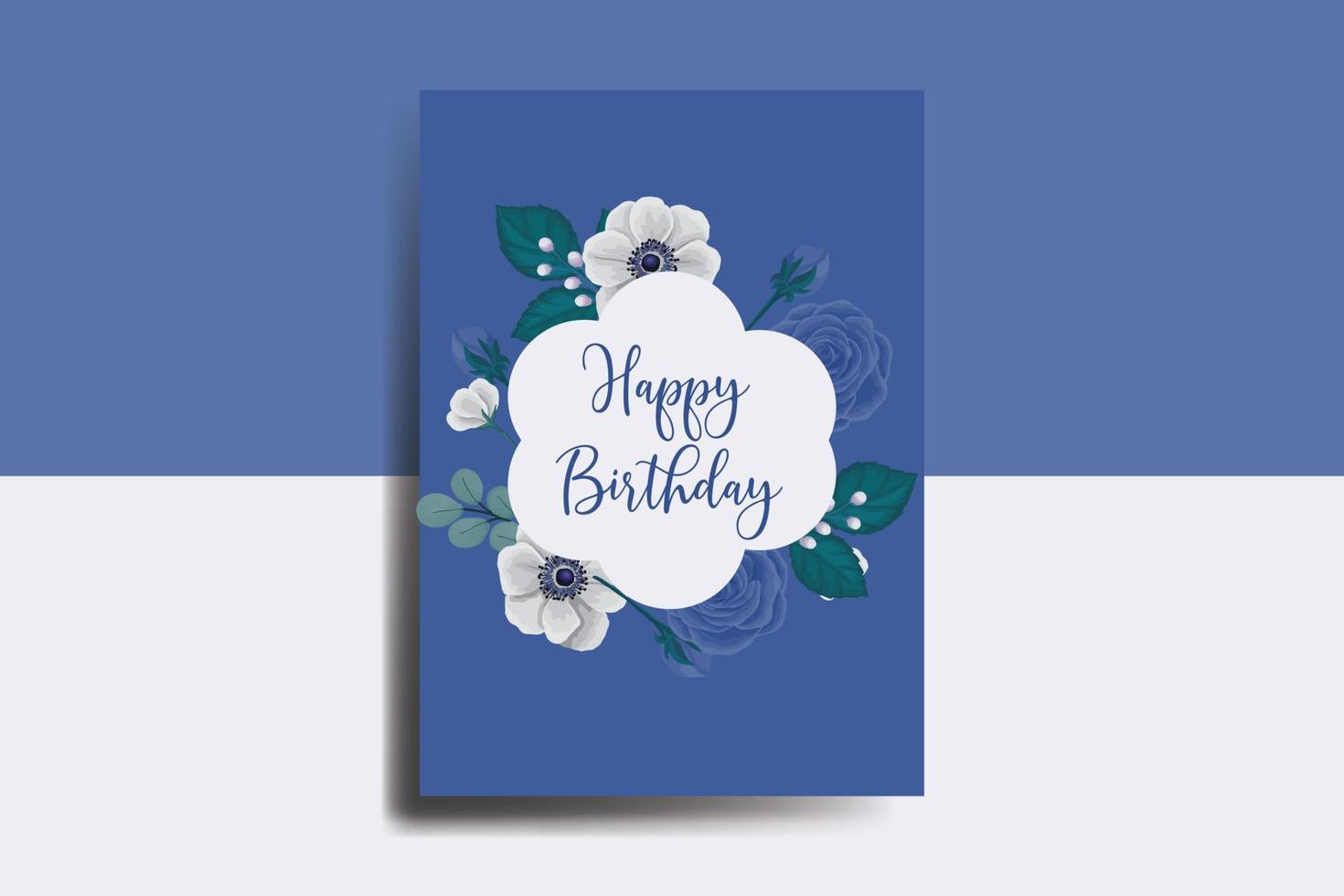 Gruß Karte Geburtstag Karte Digital Aquarell Hand gezeichnet Blau Rose Blume Design Vorlage vektor