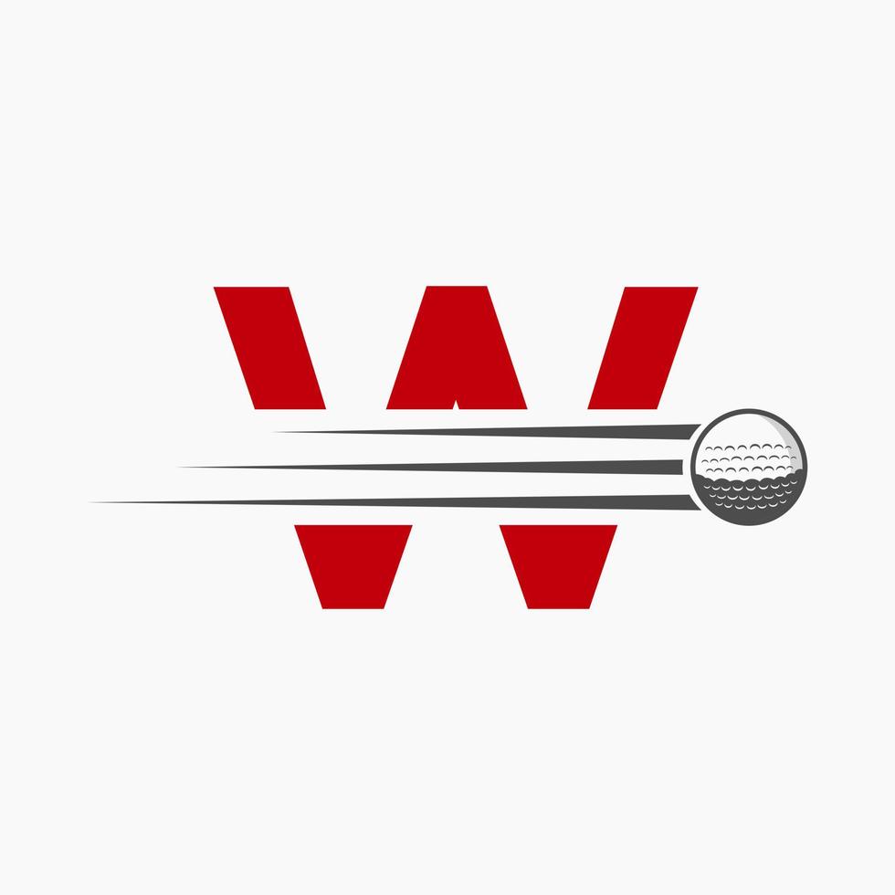 brev w golf logotyp design. första hockey sport akademi tecken, klubb symbol vektor