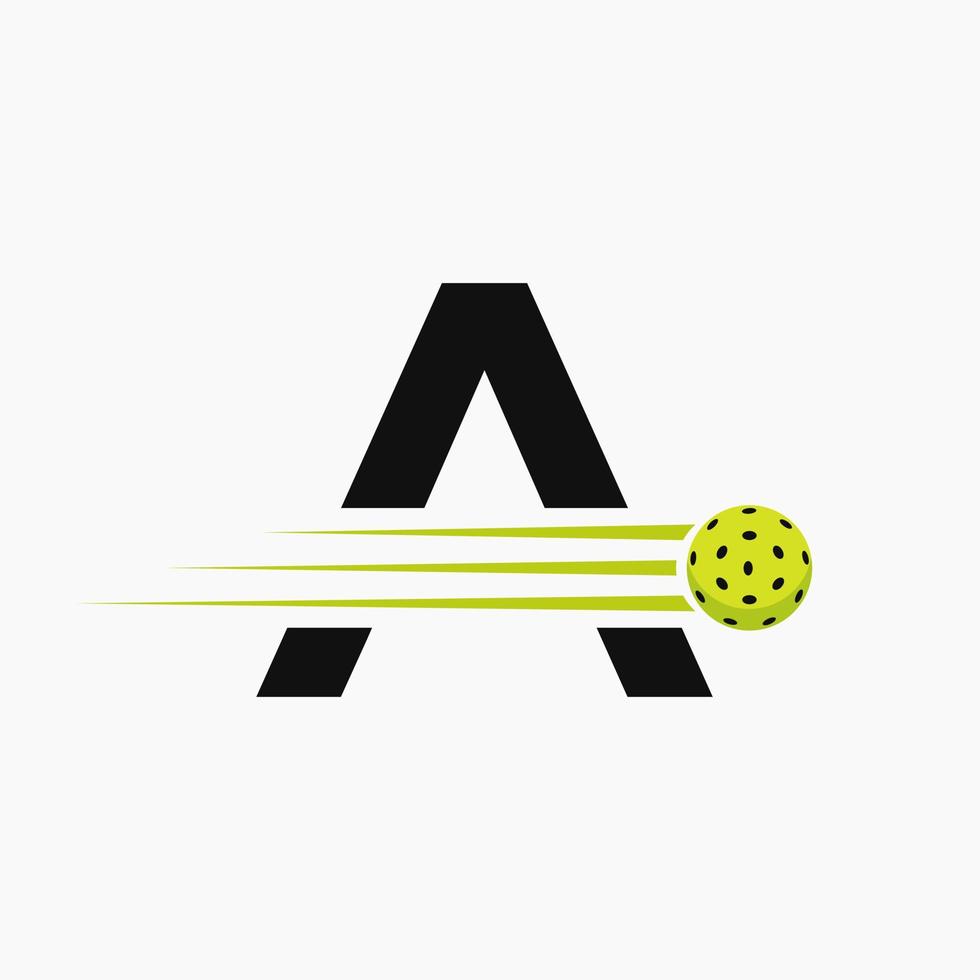 Brief ein Pickleball Logo Symbol. Essiggurke Ball Logo Vektor Vorlage