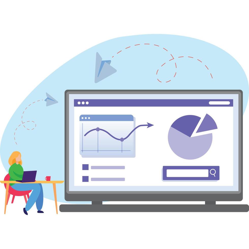 Frau Arbeiten auf finanziell Statistiken Illustration vektor