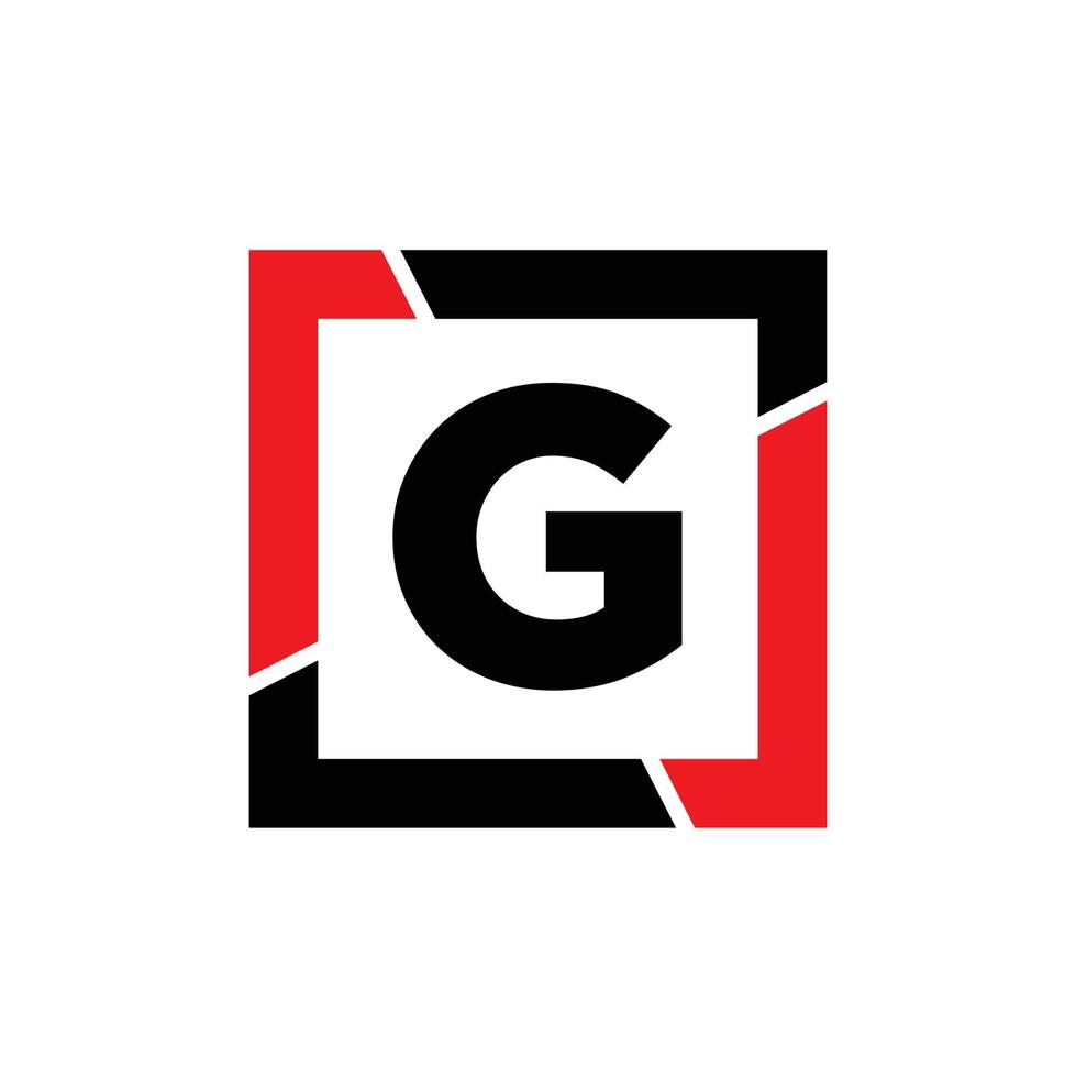 G Brief mit rot schwarz Rahmen Monogramm. G Unternehmen Symbol. vektor