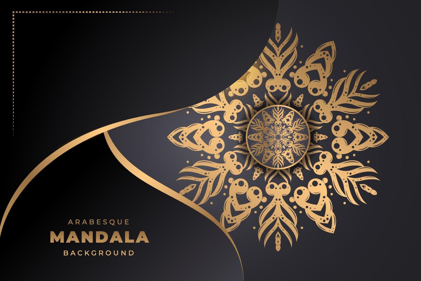 lyx mandala bröllop inbjudan kort mall med gyllene arabesk mönster arabicum islamic öst bakgrund stil. vektor dekorativ mandala för skriva ut, affisch, omslag, flygblad, baner