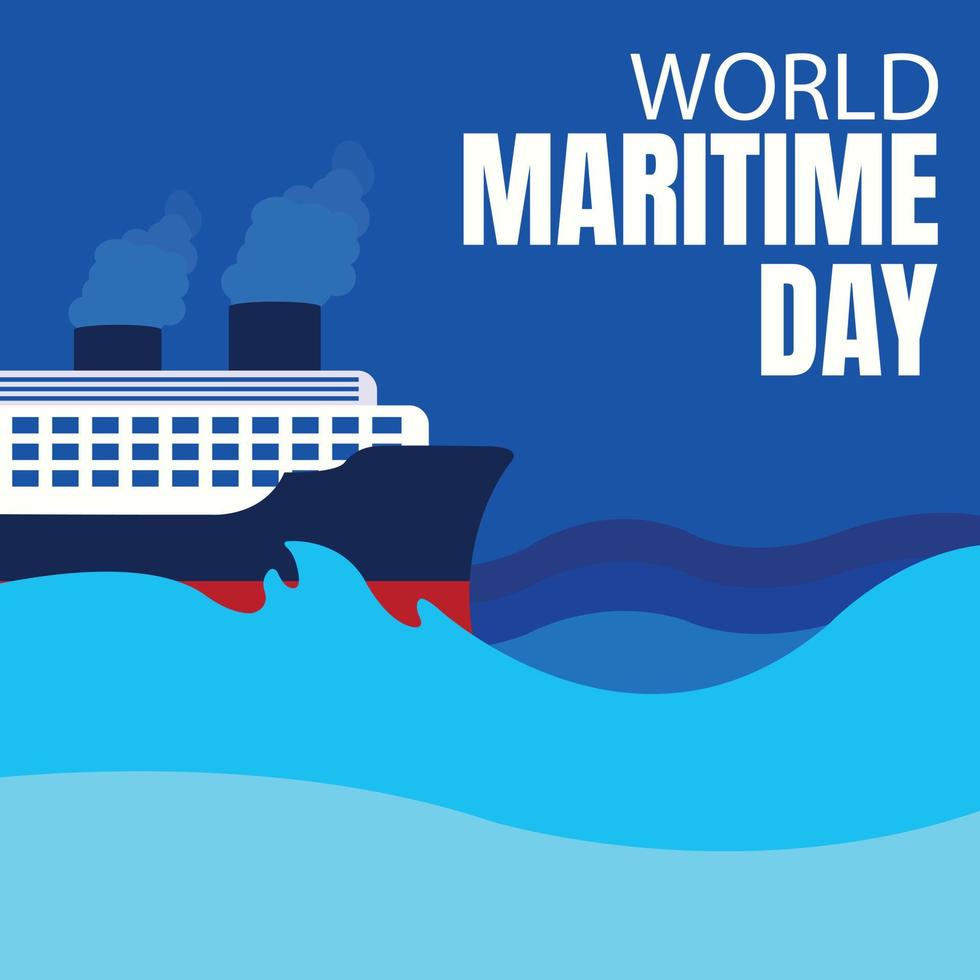 Illustration Vektor Grafik von Kreuzfahrt Schiff Segeln auf das Ozean, perfekt zum International Tag, Welt maritim Tag, zelebrieren, Gruß Karte, usw.