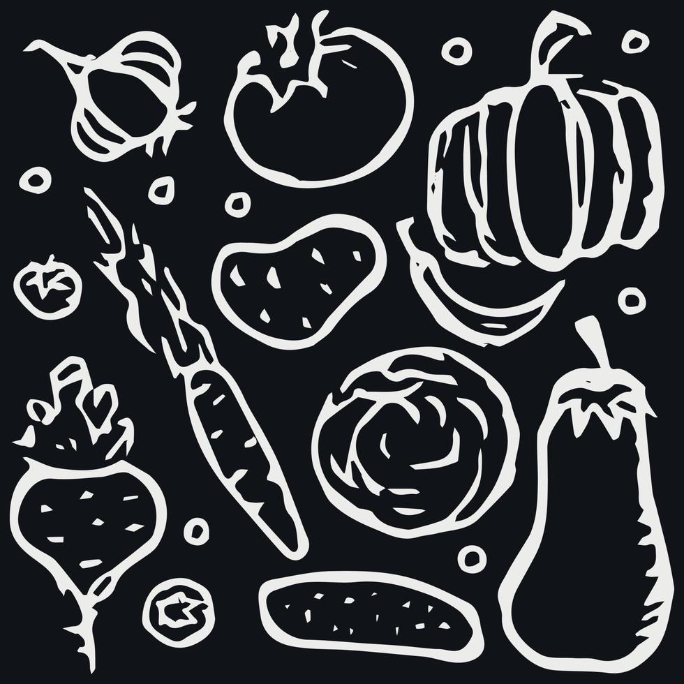 Gekritzel Gemüse Symbole. Essen Hintergrund vektor