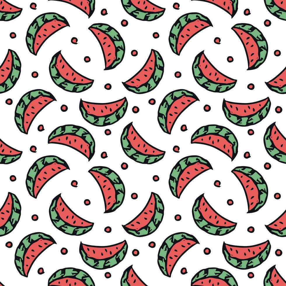 sömlös vattenmelon mönster. vektor doodle illustration med vattenmelon. mönster med vattenmelon