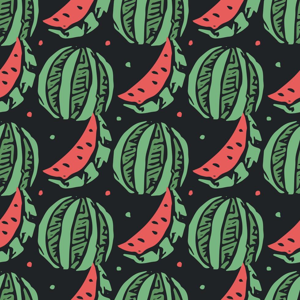 sömlös vattenmelon mönster. vektor doodle illustration med vattenmelon. mönster med vattenmelon