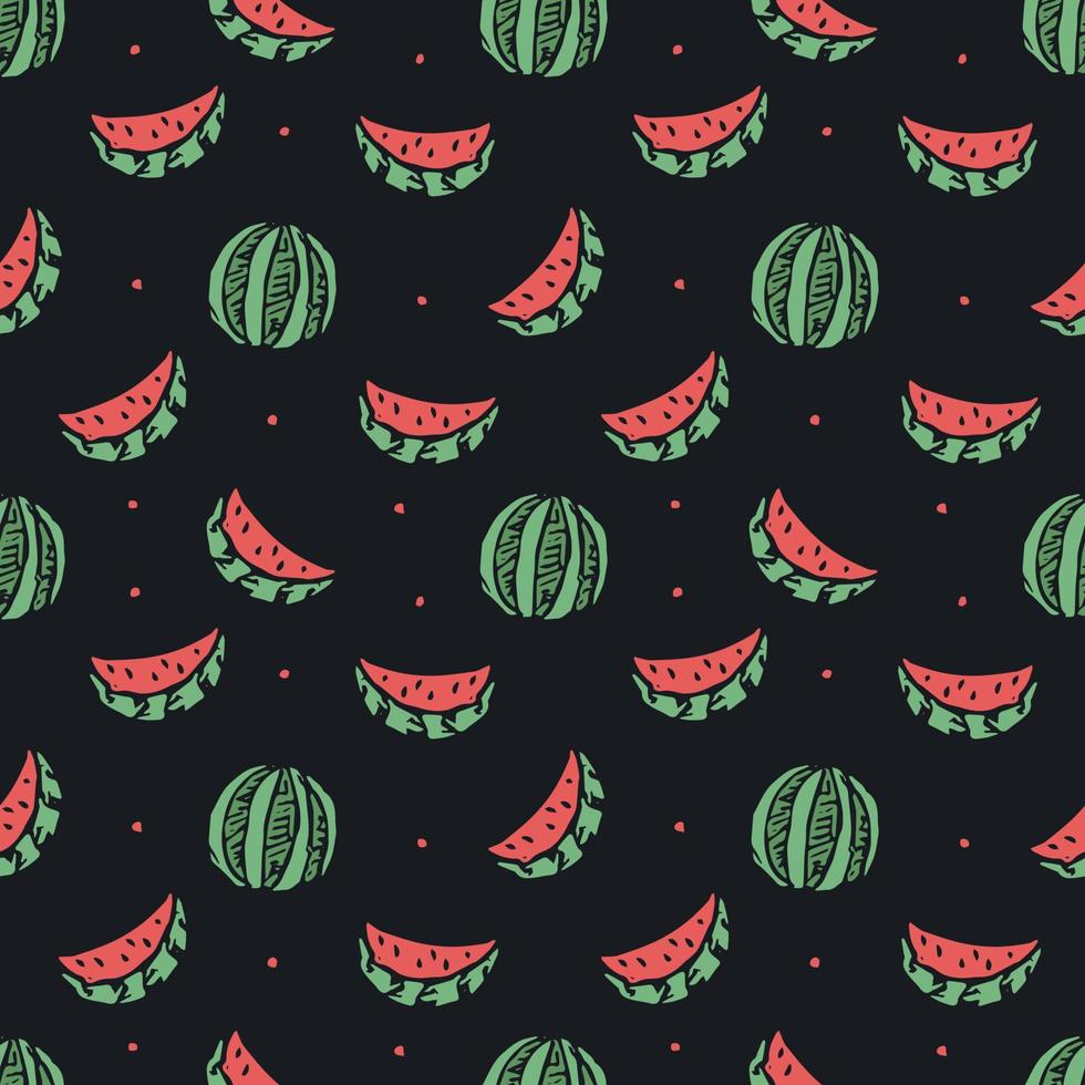 sömlös vattenmelon mönster. vektor doodle illustration med vattenmelon. mönster med vattenmelon