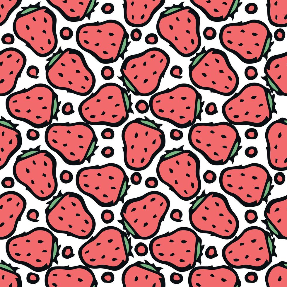 sömlösa jordgubbsmönster. doodle vektor med jordgubbar ikoner. vintage jordgubbsmönster