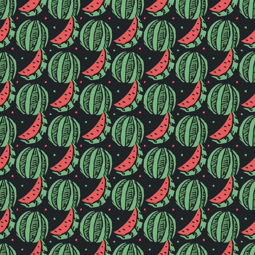 Nahtloses Wassermelonenmuster. Vektor-Doodle-Illustration mit Wassermelone. Muster mit Wassermelone vektor