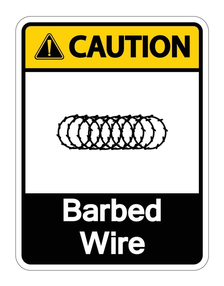 Vorsicht Stacheldraht Symbol Zeichen auf weißem Hintergrund, Vektor-Illustration vektor