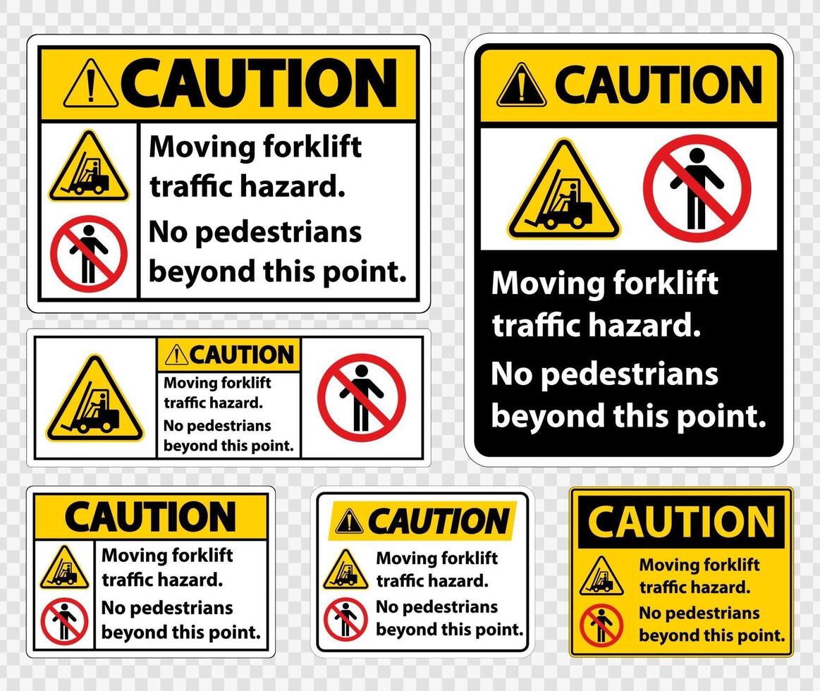 Verkehrsgefahr für Gabelstapler, keine Fußgänger über diesen Punkt hinaus, Symbolzeichen auf transparentem Hintergrund isolieren, Vektorillustration vektor