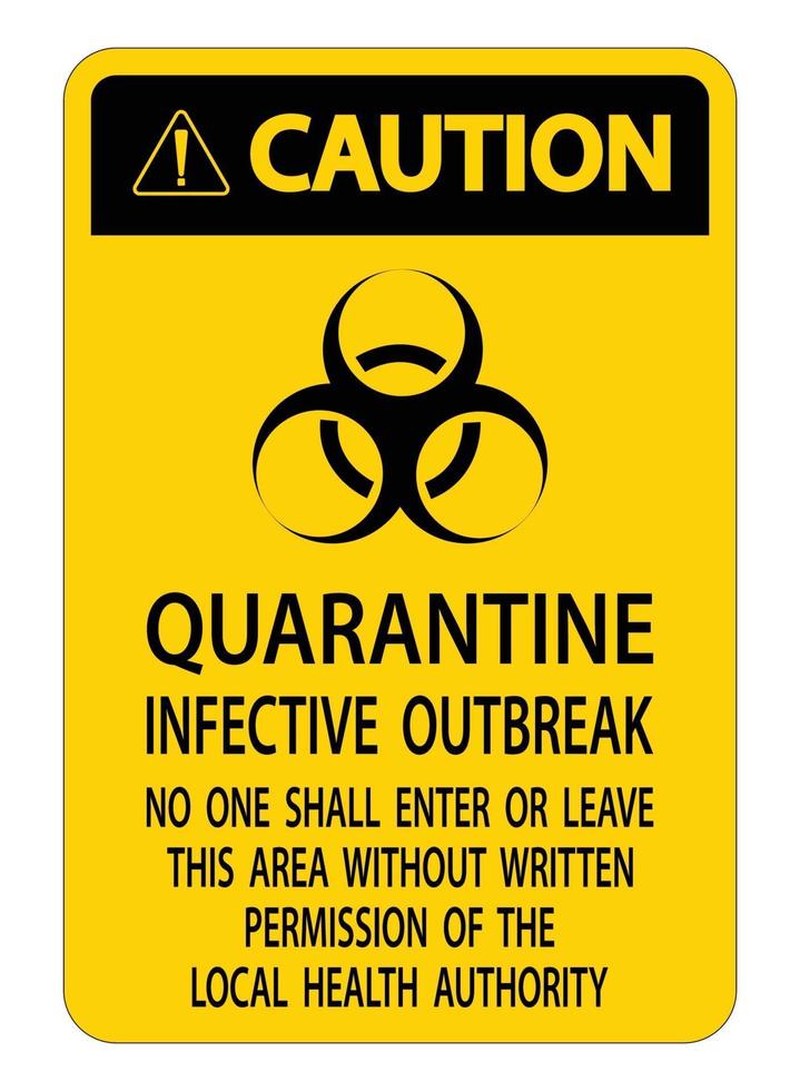 Vorsicht Quarantäne infektiösen Ausbruch Zeichen isolieren auf transparentem Hintergrund, Vektor-Illustration vektor