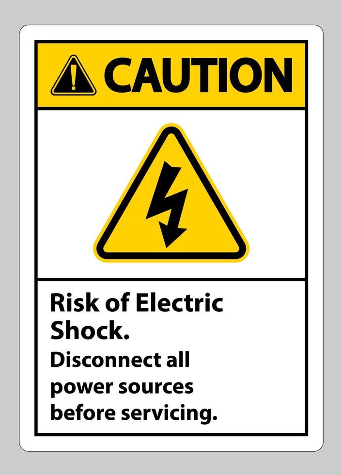 försiktighetsrisk för elektrisk stöt symbol tecken isolera på vit bakgrund vektor