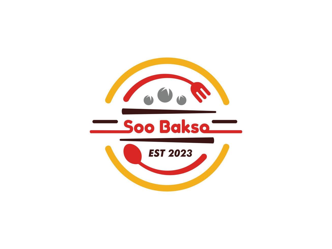 köttbulle logotyp mall design med bestick och ätpinnar kombination för mat restaurang vektor