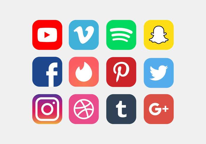 Social Media Icons Set Vektor