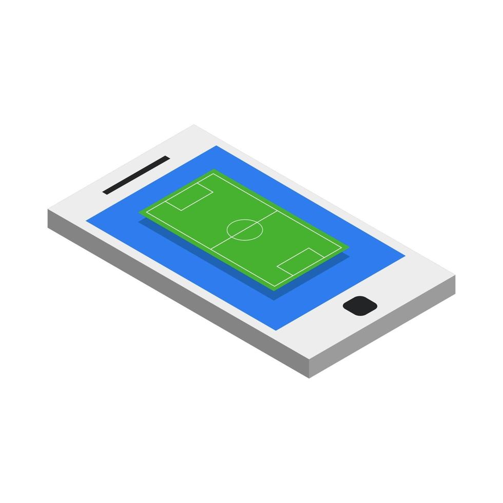 fotbollsplan på isometrisk smartphone vektor