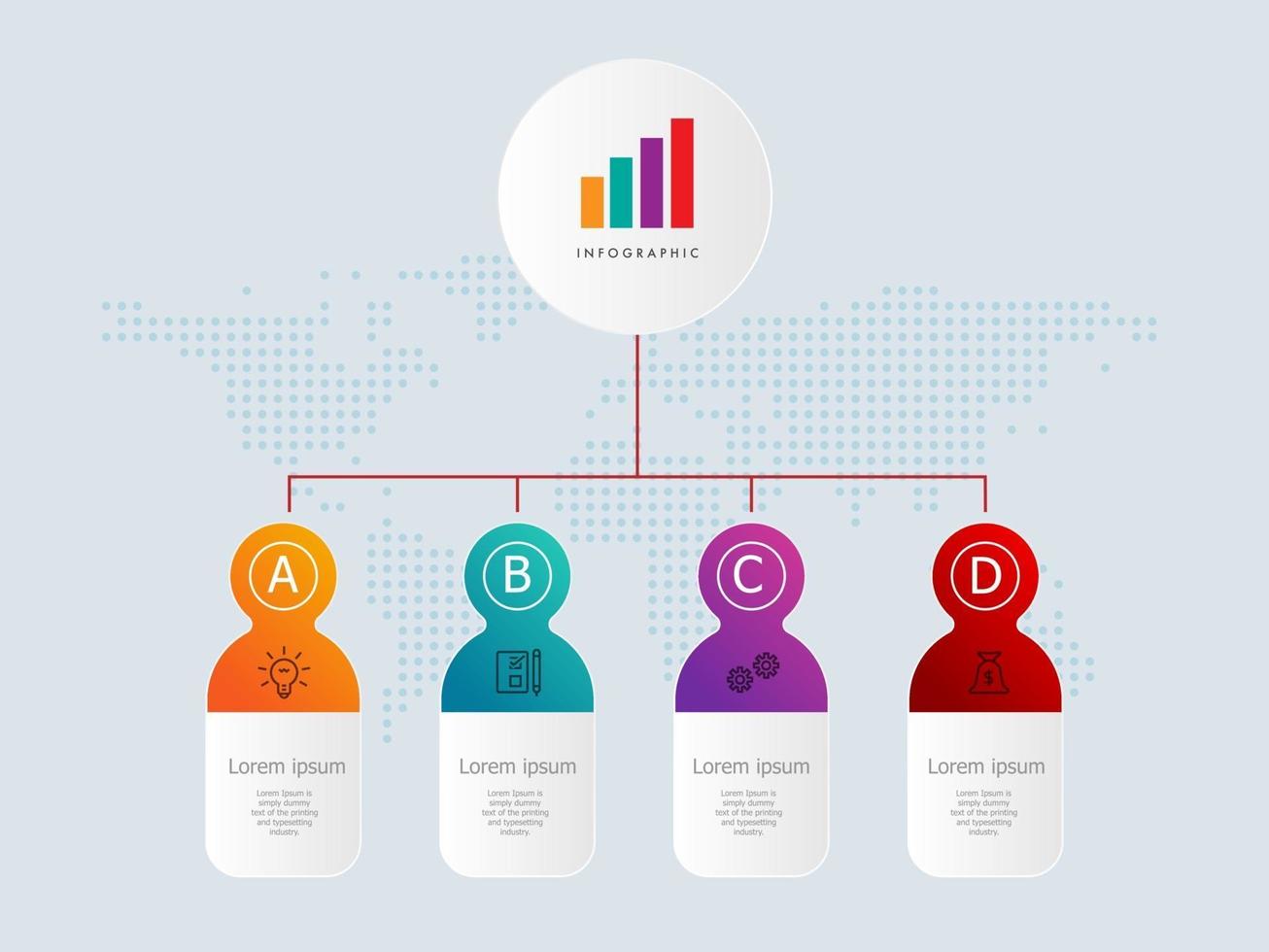 horisontell tidslinje infographics element mall med affärsikoner vektor