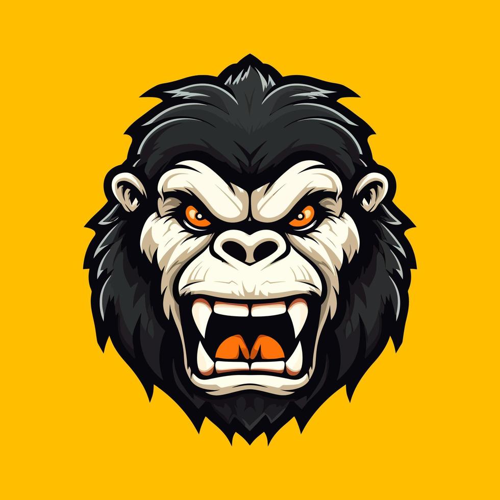 en logotyp av en arg apa huvud, designad i esports illustration stil vektor
