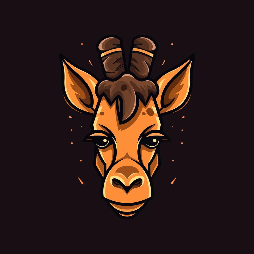en logotyp av en giraff huvud, designad i esports illustration stil vektor