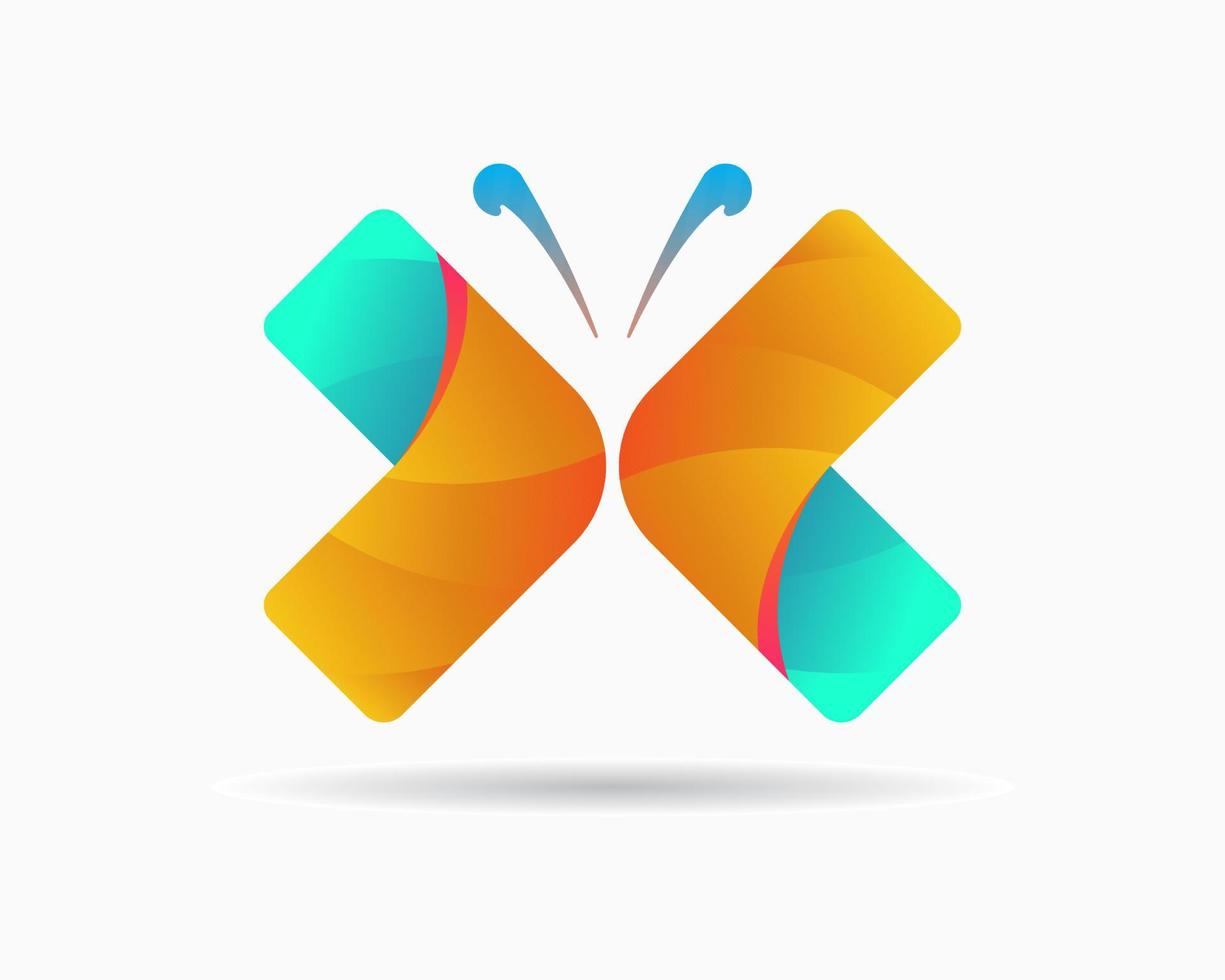Brief x Schmetterling Logo Design Vorlage. einfach Stil Logo. Schönheit Brief x Vektor