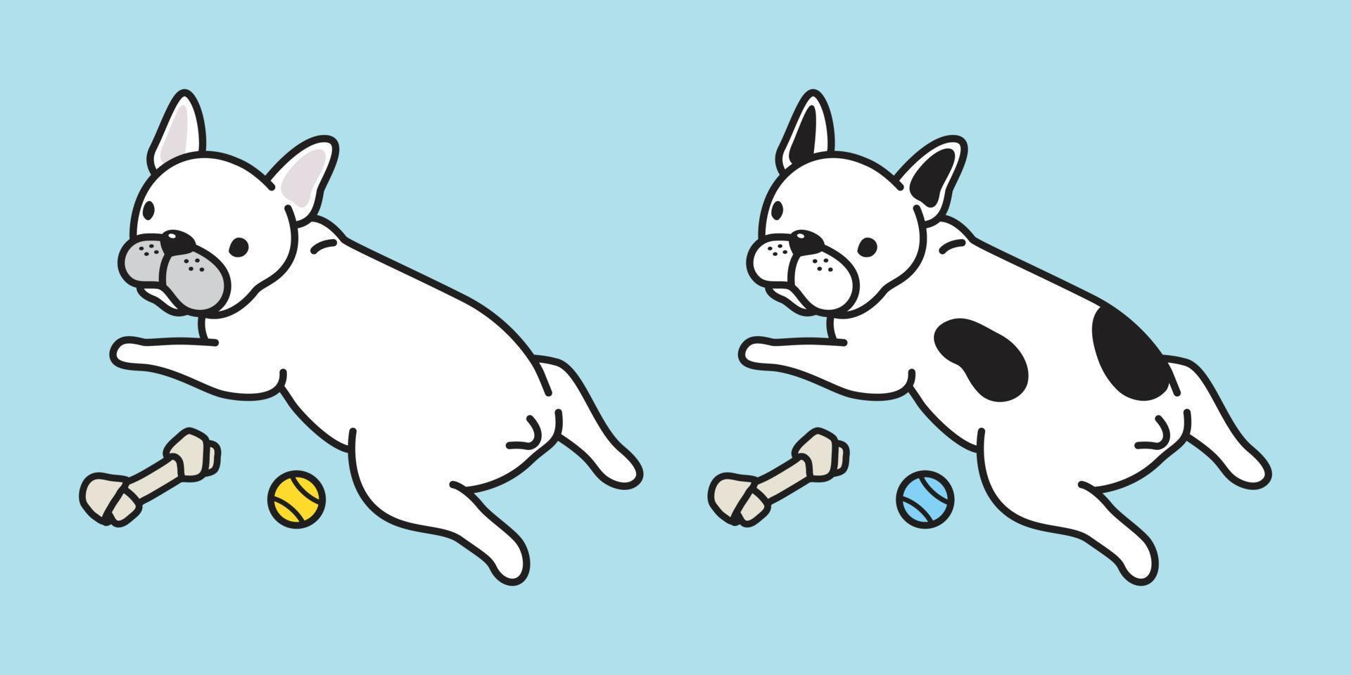hund vektor franska bulldogg ikon logotyp tecknad serie karaktär mops valp leksak ben boll klotter illustration