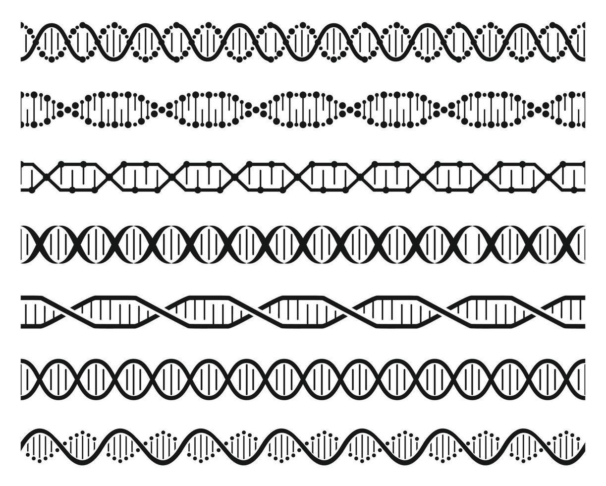 dna helix kedjor. dubbel- helix gen molekyl strukturera, mänsklig genetisk koda. dna kedja molekyl sekvens sömlös element vektor uppsättning