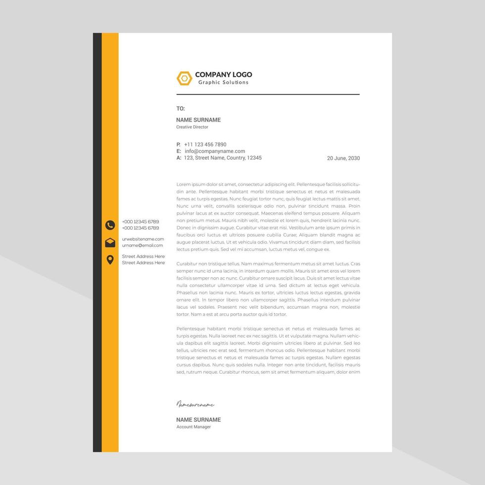 Corporate Business Briefkopf, elegante und minimalistische Stil Briefkopf Vorlage Design voller Vektor