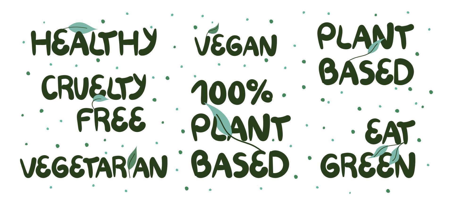 Pflanze basierend Essen Beschriftung einstellen Vektor Illustration
