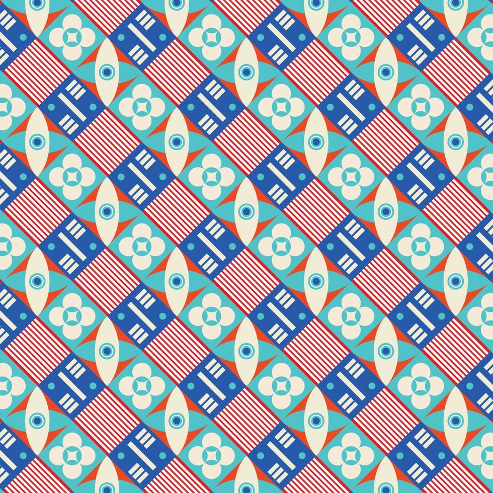 bunt Neo geometrisch Muster. Neo geometrisch nahtlos Zeitraum. Gitter mit Farbe geometrisch Formen. modern abstrakt Hintergrund Vektor