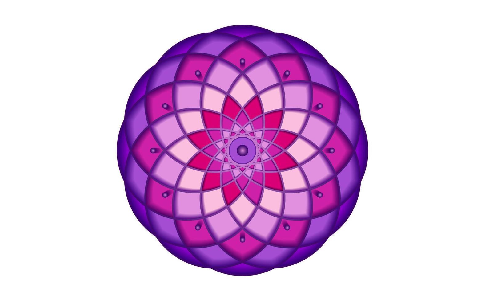 lila Samen von Leben Symbol heilig Geometrie. Logo Symbol geometrisch Mystiker Mandala von Alchimie esoterisch Blume von Leben. Vektor göttlich Lotus meditativ Amulett isoliert auf Weiß Hintergrund