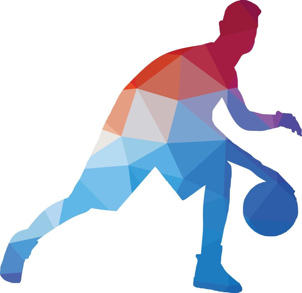 Silhouette von ein Basketball Spieler Dribbling ein Ball vektor