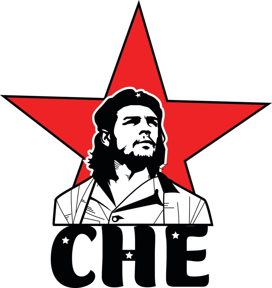 Bild von ernesto che Guevara mit rot Star im das Hintergrund vektor
