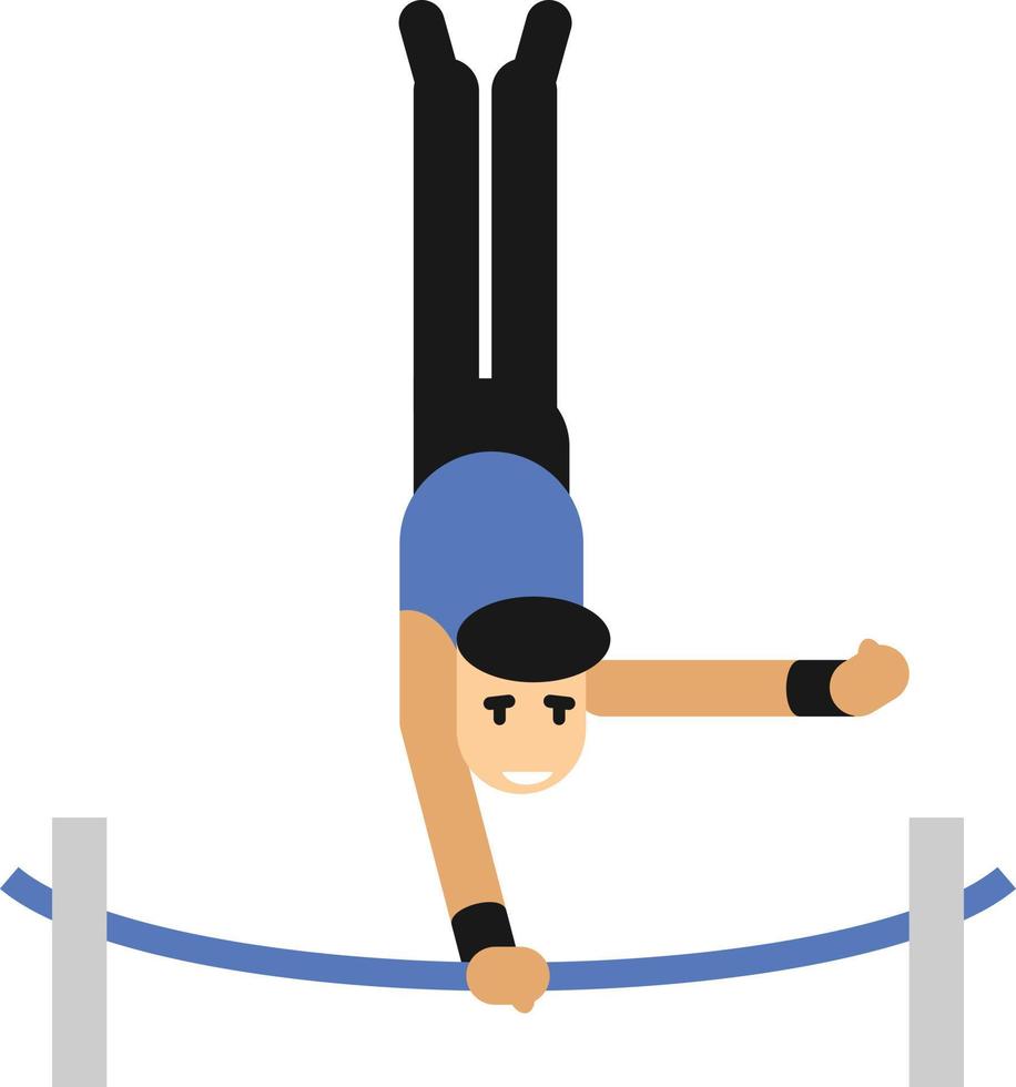 Bild von ein Turner ausüben auf ein Gymnastik hoch Bar vektor
