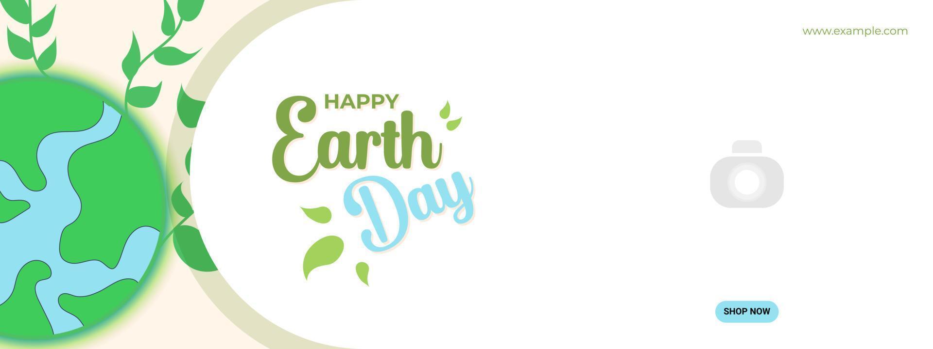 Lycklig jord dag på 22 april baner. firande eller hälsning design med illustration av jord och grön växter vektor