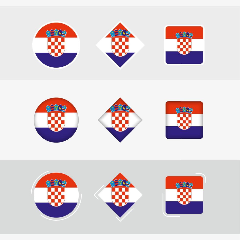 kroatien flagga ikoner uppsättning, vektor flagga av kroatien.