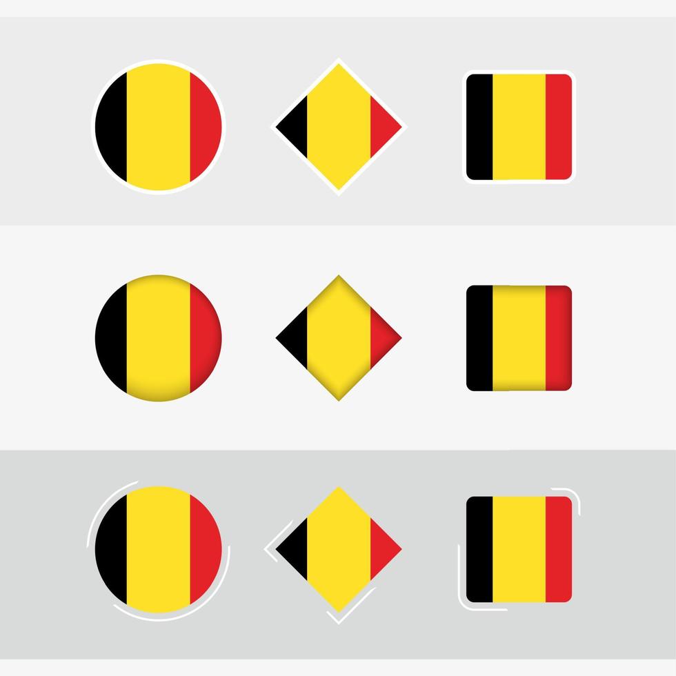 belgien flagga ikoner uppsättning, vektor flagga av Belgien.