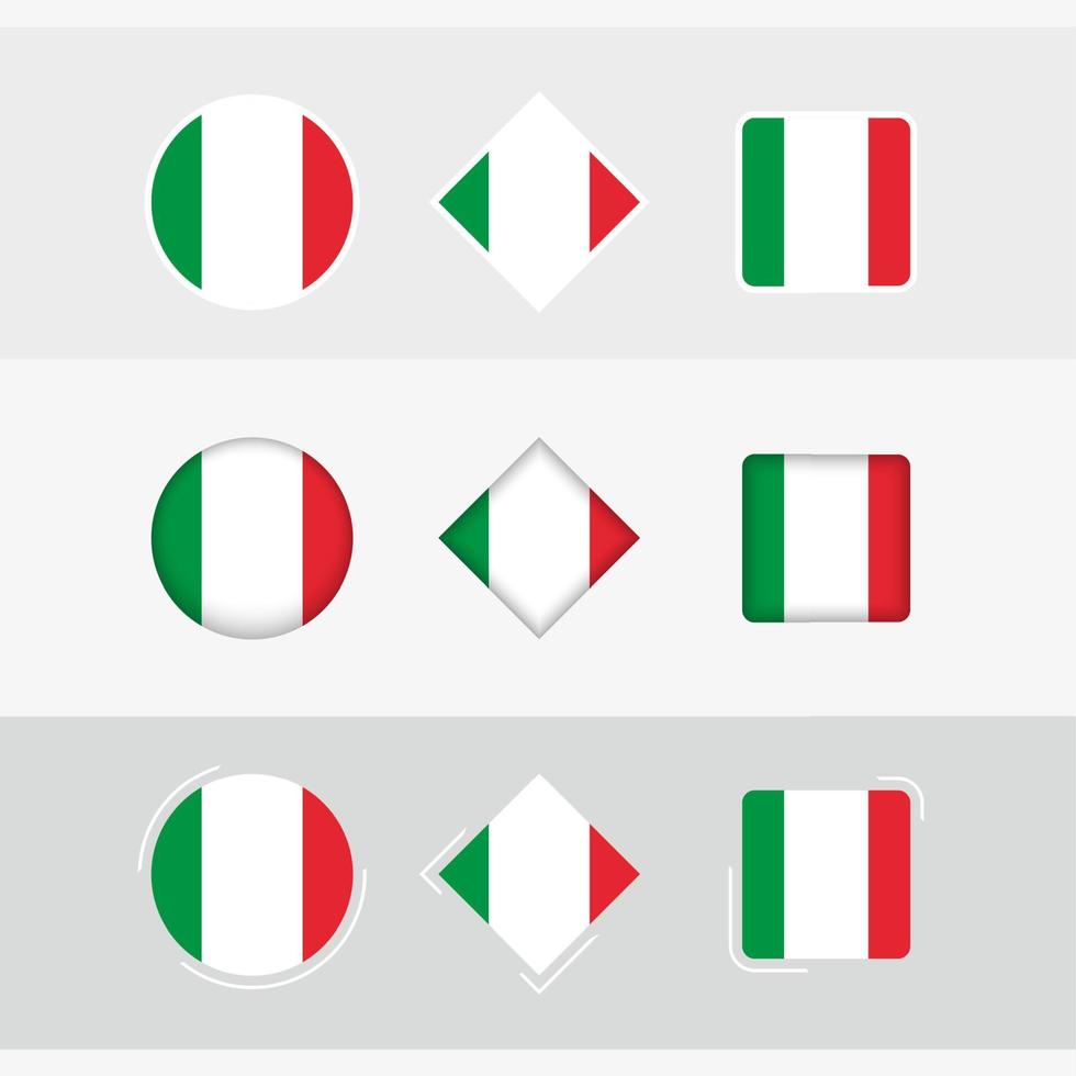 Italien flagga ikoner uppsättning, vektor flagga av Italien.