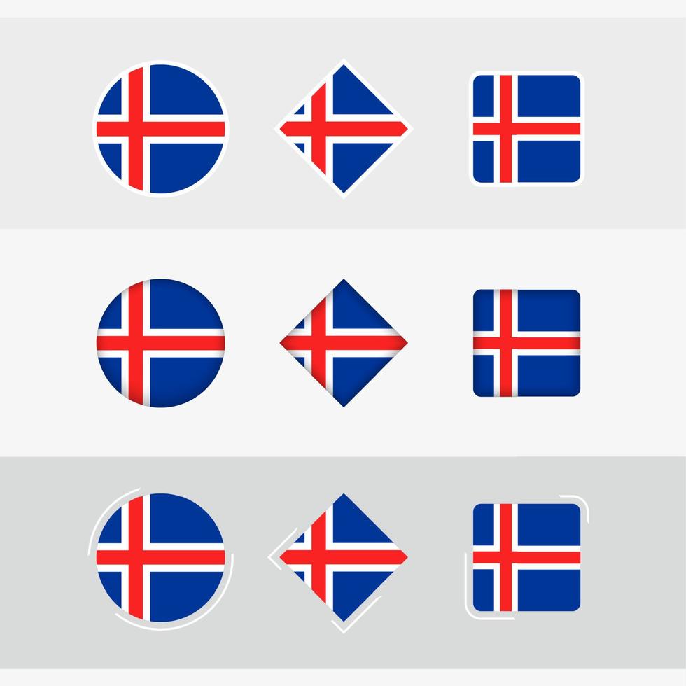 Island Flagge Symbole Satz, Vektor Flagge von Island.