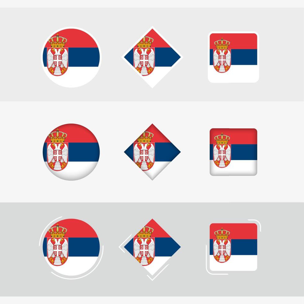 serbia flagga ikoner uppsättning, vektor flagga av serbien.