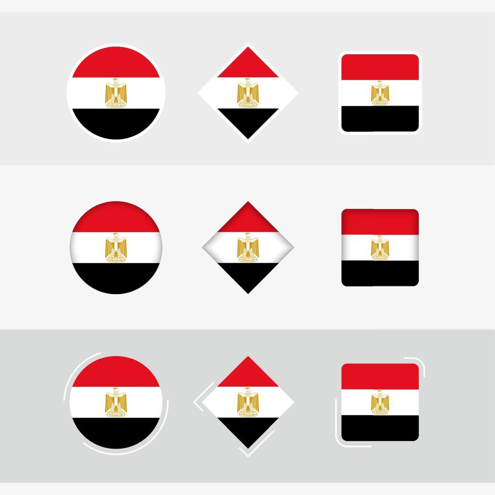 egypten flagga ikoner uppsättning, vektor flagga av egypten.