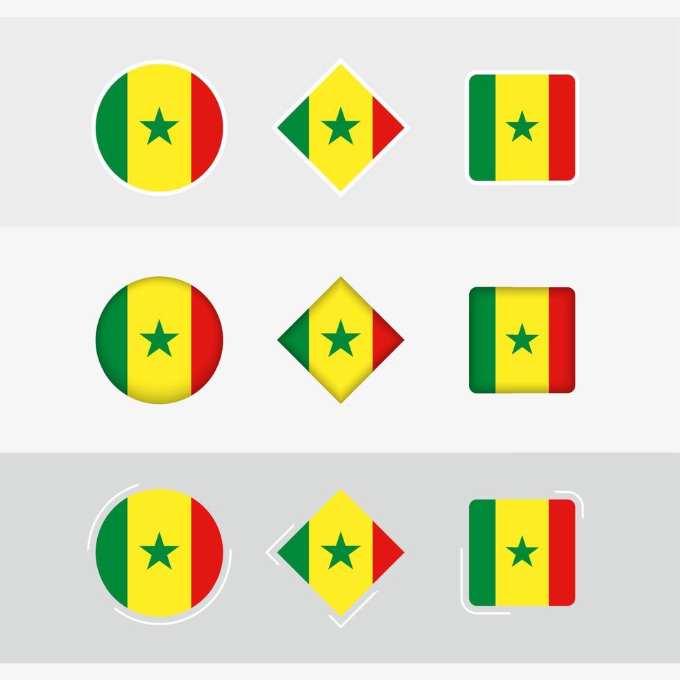 Senegal Flagge Symbole Satz, Vektor Flagge von Senegal.