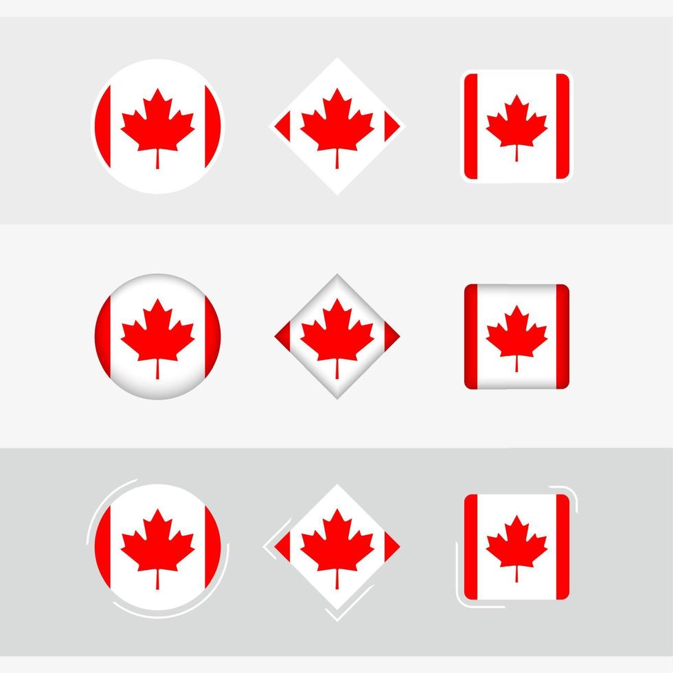 kanada flagga ikoner uppsättning, vektor flagga av Kanada.