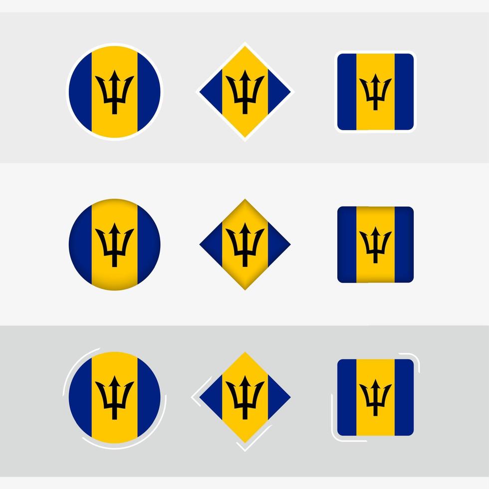 Barbados Flagge Symbole Satz, Vektor Flagge von Barbados.