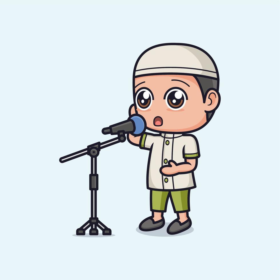 süß Karikatur Muslim Junge Charakter vektor