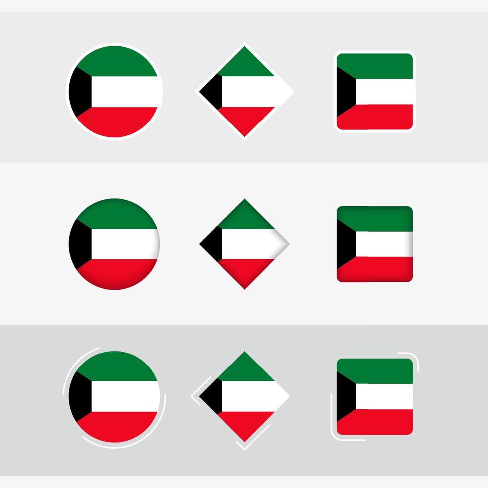 Kuwait Flagge Symbole Satz, Vektor Flagge von Kuwait.