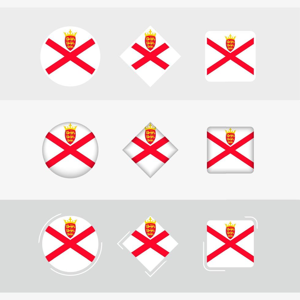 jersey flagga ikoner uppsättning, vektor flagga av jersey.