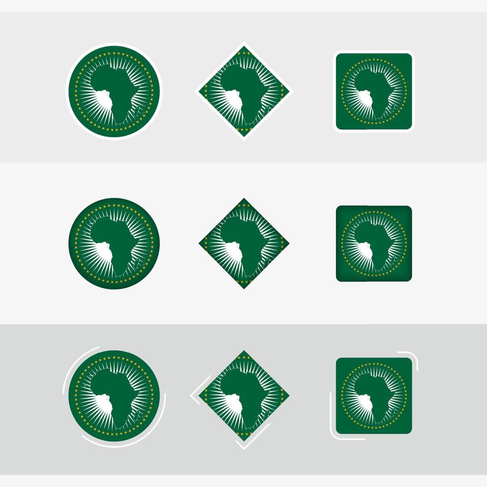 afrikansk union flagga ikoner uppsättning, vektor flagga av afrikansk union.