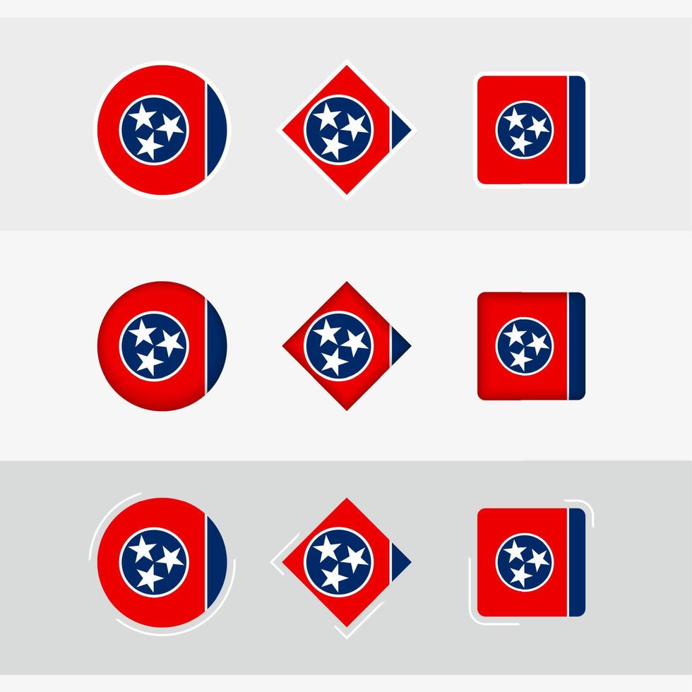 tennessee flagga ikoner uppsättning, vektor flagga av Tennessee.