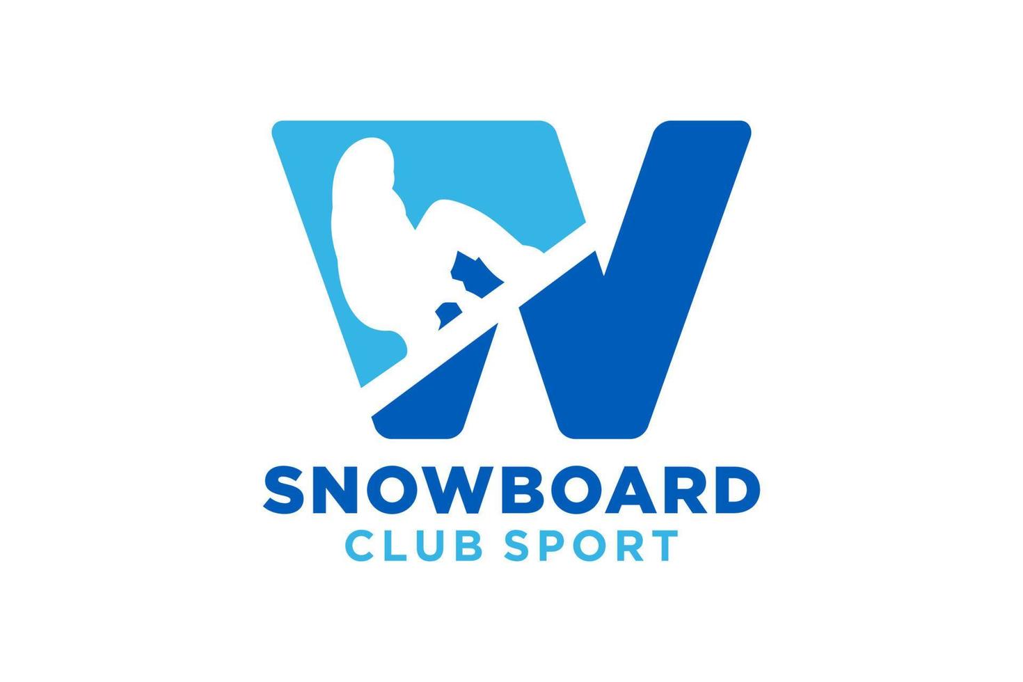 Vektor Initialen Brief w mit Snowboard kreativ geometrisch modern Logo Design.